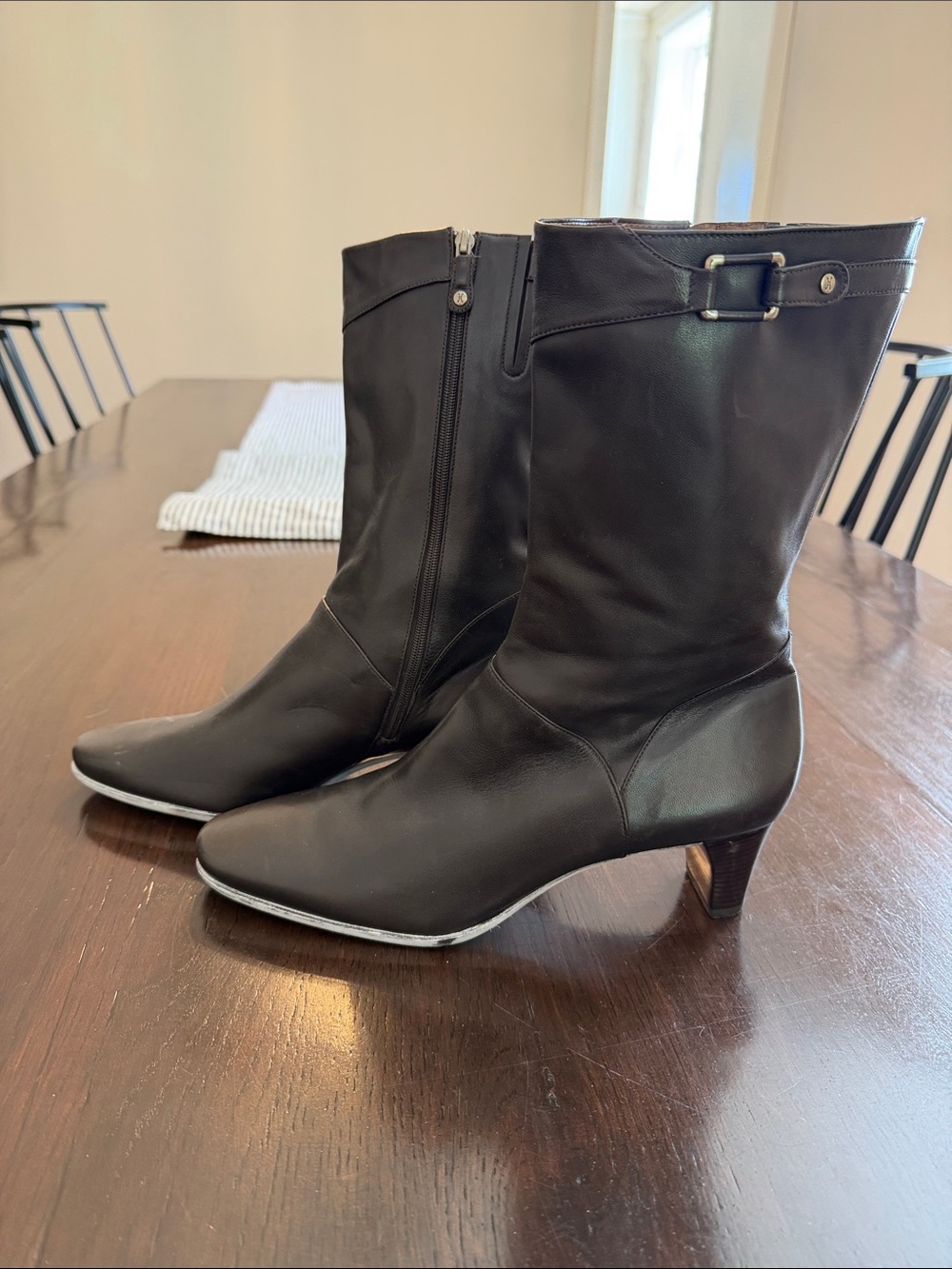 Classic Mid-Calf Brown Leather Boots
